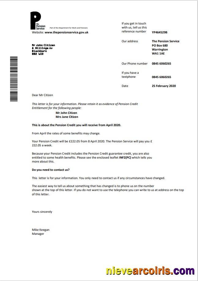 The Pension Service utility bill